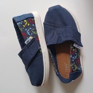TOMS Alpargata Classinc Shoes Navy Bkue Scorpion Print. Toddler 6. Like New